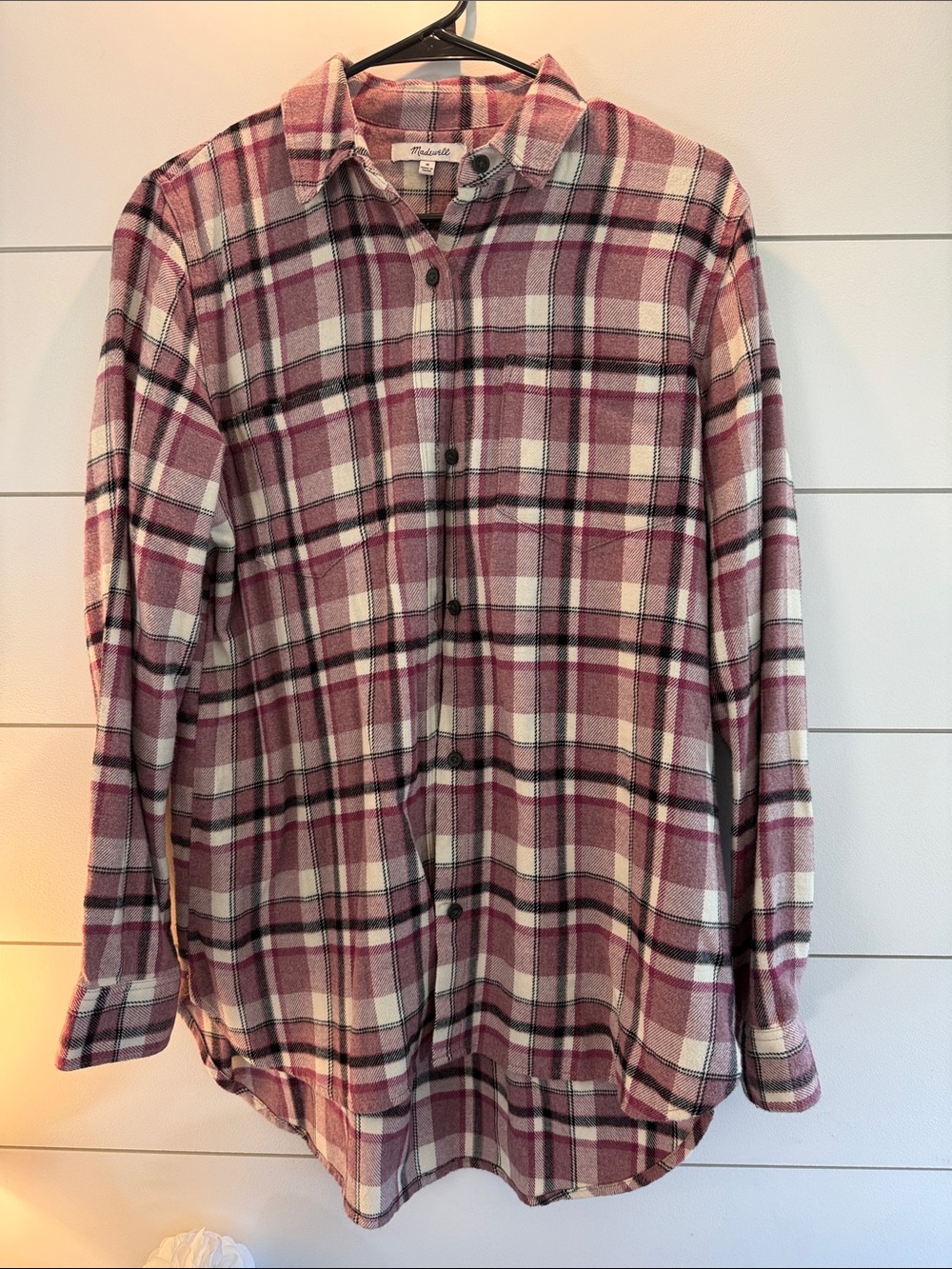 Madewell women’s Plaid Button-Up Shirt - purple /White